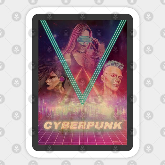 Cyberpunk Poster Sticker by 80ERstudio